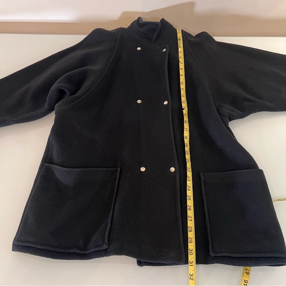 EATON Vintage Coat Double Breasted Ribbed Batwing Black Wool - Picture 10 of 15